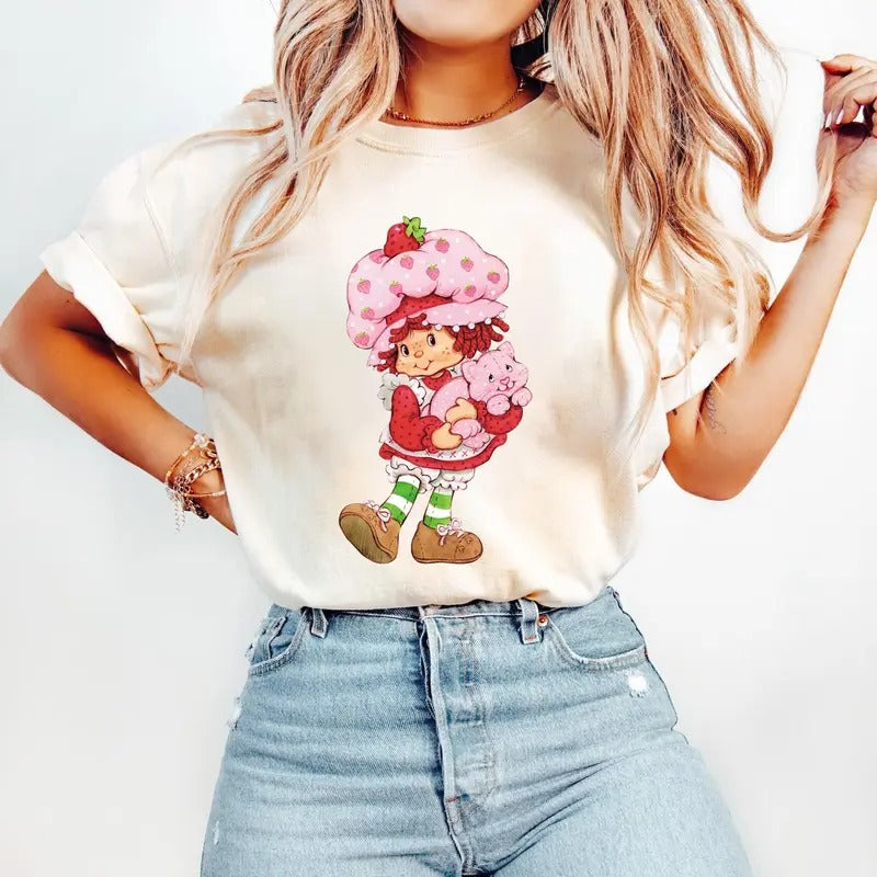 Strawberry-Shortcake-Custard-71-Shirt, y2k clothing Streetwear Womenswear Comfort Top Cotton Hoodie, Sweatshirt
