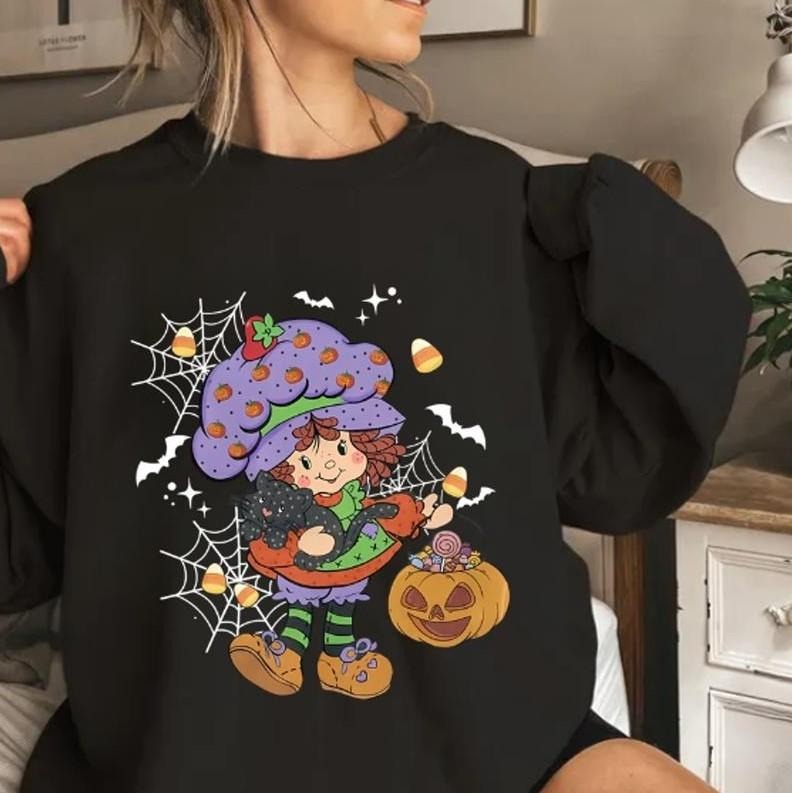 Strawberry Shortcake Sweatshirt, Coquette Halloween Sweatshirt, Cute Strawberry Fall Aesthetic Top For Women, Cute Tops,...