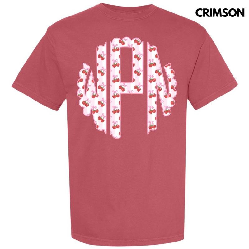 Strawberry Stripe Monogram Comfort Colors T-Shirt 'NLB' Hoodie, Sweatshirt | HypeDripTees.com