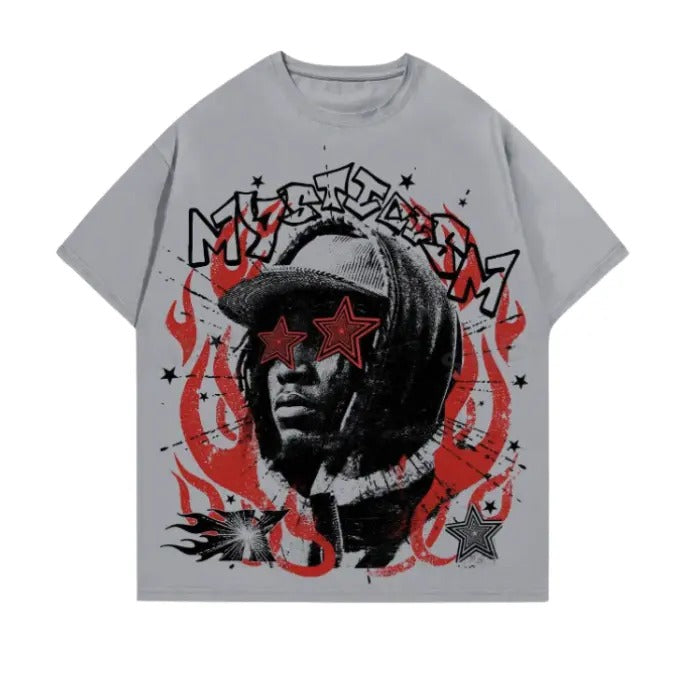 Street Life Men's Portrait Printed Short Sleeve T-Shirt, Suitable For Spring & Summer Daily Wear Tshirt, Sweatshirt,...