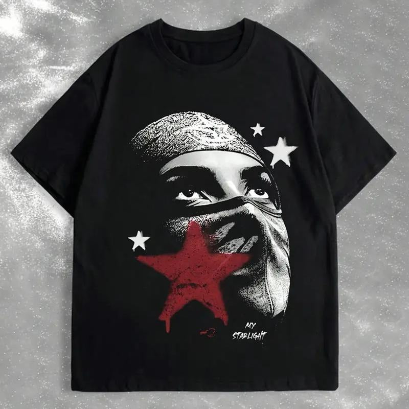 Streetwear Graphic T-Shirt Masked Face My Starlight Oversized Tee for Men Women Hoodie, Sweatshirt | HypeDripTees.com