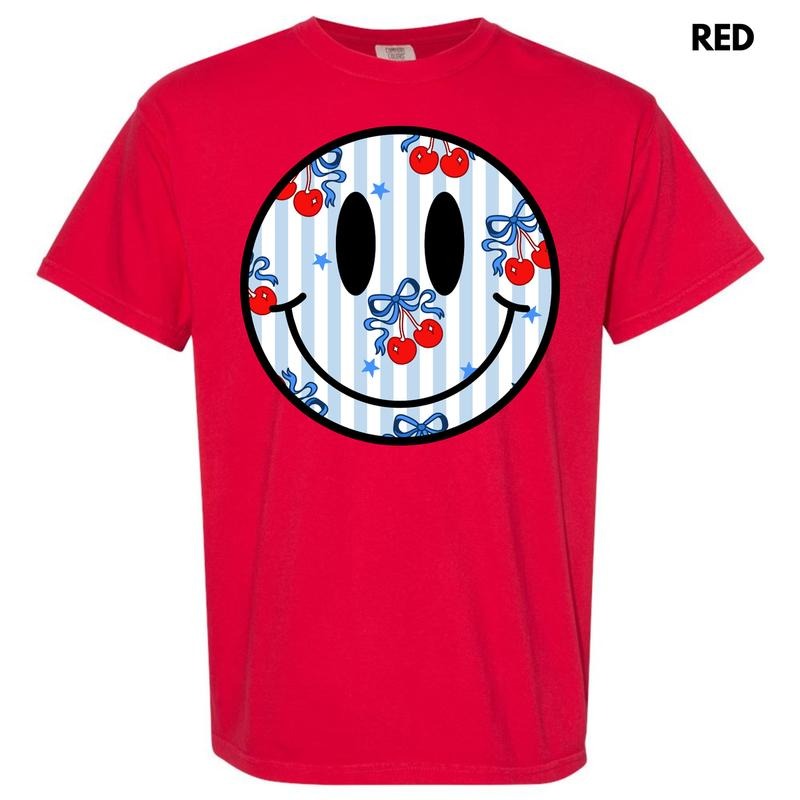 Stripe Cherry Happy Face Comfort Colors T-Shirt 'NLB' Hoodie, Sweatshirt | HypeDripTees.com