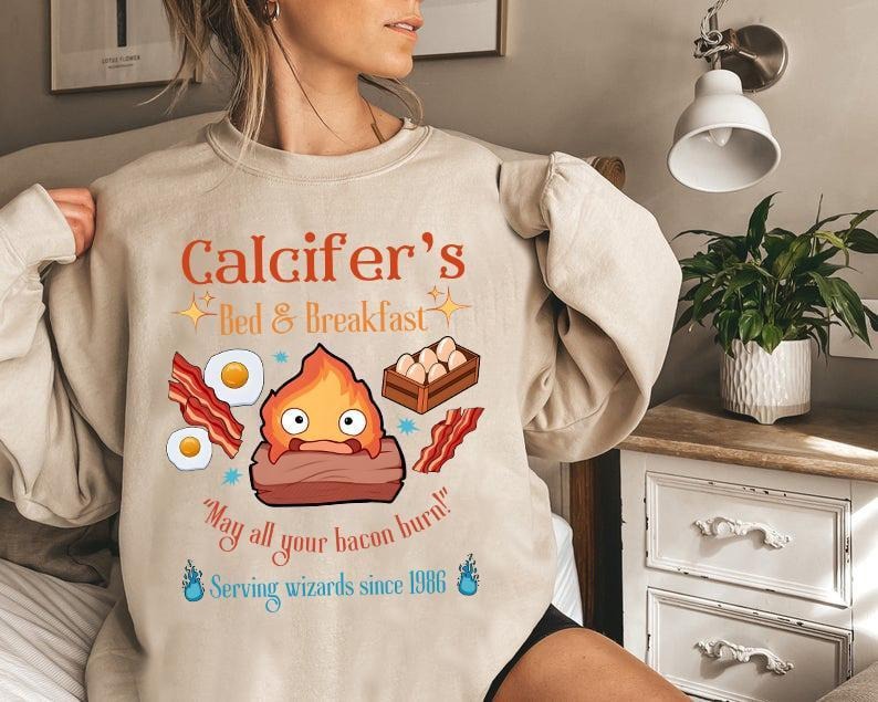 Studio Ghibli Calcifer May All Your Bacon Burn Heart'S Heavy Burden Ghibli Studio Shirt Howls Moving Castle Shirt Calcifer Ghibli Calcifer Shirt Hayao Miyazaki Anime Lover T-Shirts, Hoodie, Sweatshirt