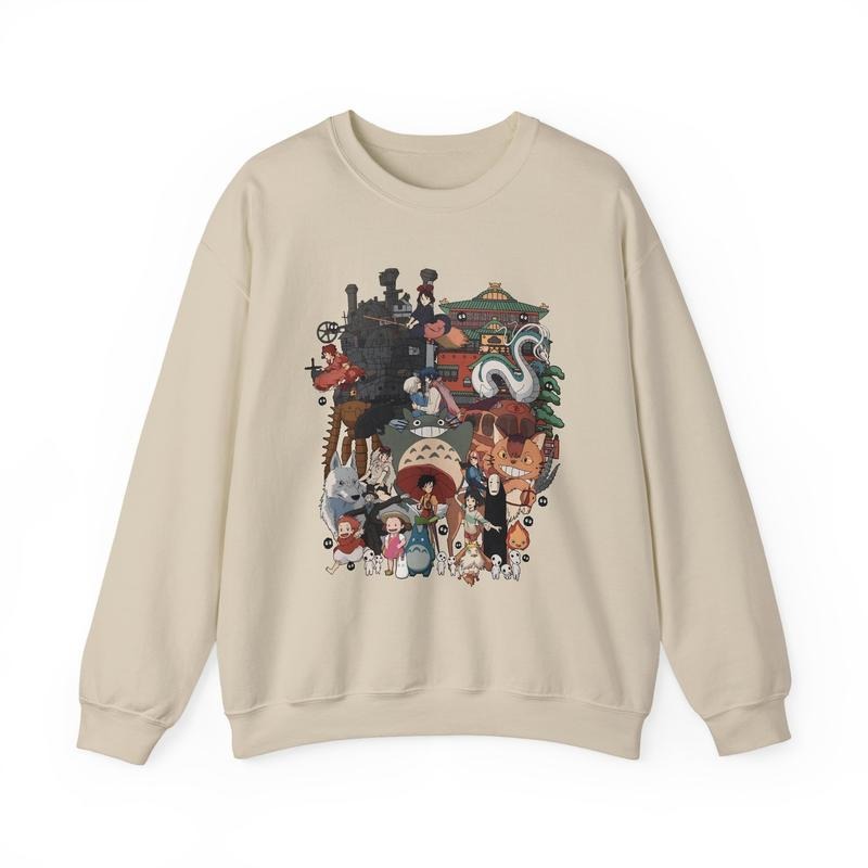 Studio Ghibli Sweatshirt, Hayao Miyazaki, Studio Ghibli Totoro Shirt, Ghibli No Face Shirt, Howl's Moving Castle shirt,...