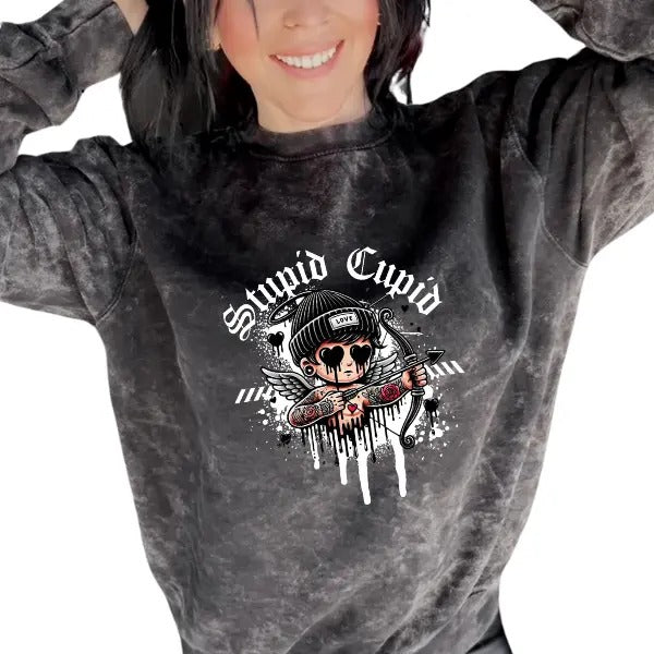 'Stupid Cupid' Mineral Wash Punk Rocker T-Shirts, Hoodie, Sweatshirt