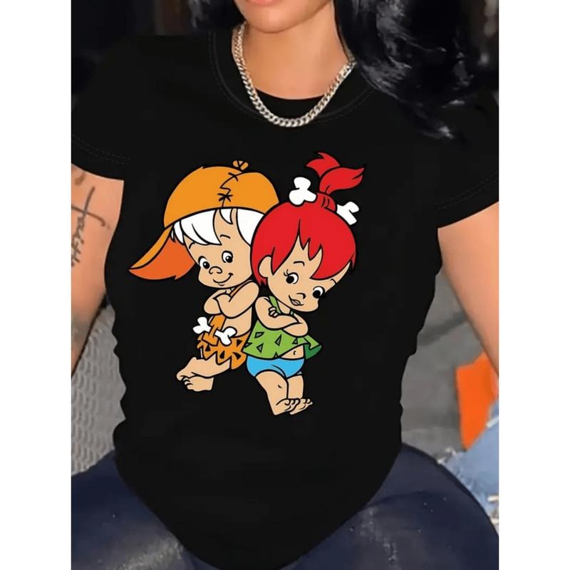 Stylish Black Letter Print T-Shirt For Women Casual Round Neck Short Sleeve Top Perfect For Spring And Summer Fashion...