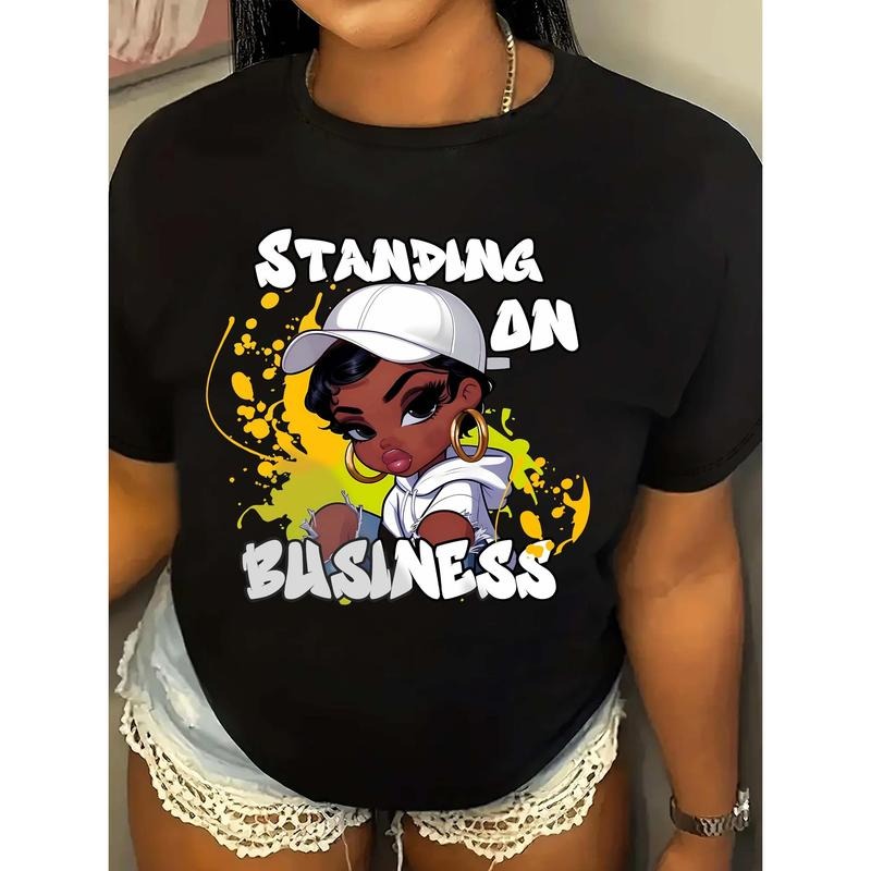 Stylish Graphic Print T-Shirt for Girls, Short-Sleeved, Round Neck, Perfect for Casual Spring And Summer Wear. Hoodie,...