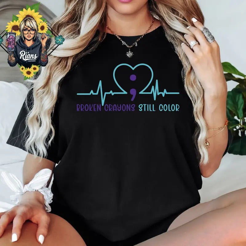 Suicide Awareness Broken Crayons Still Color.. unisex comfort colors tshirt Hoodie, Sweatshirt | HypeDripTees.com