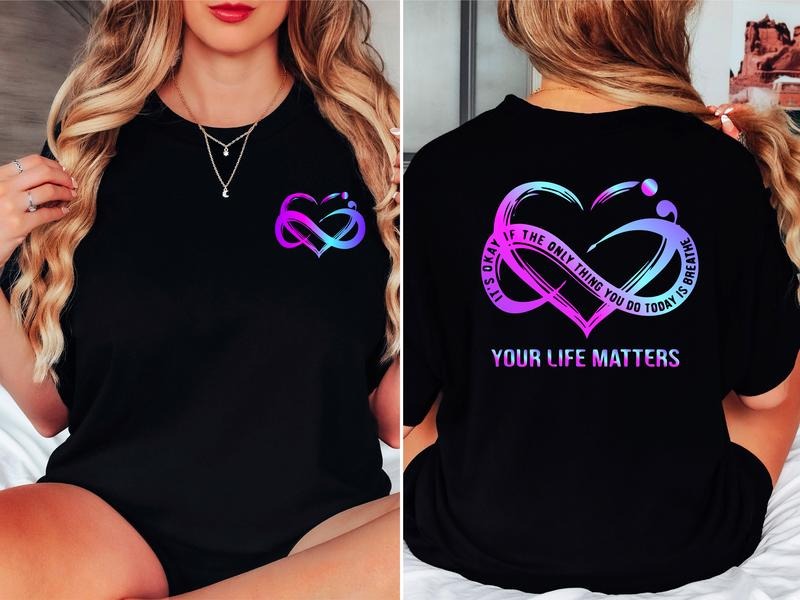 Suicide Prevention Awareness Shirt, It's Okay If The Only Thing You Do Today Is Breathe Tee, Your Life Matters T-shirt,...