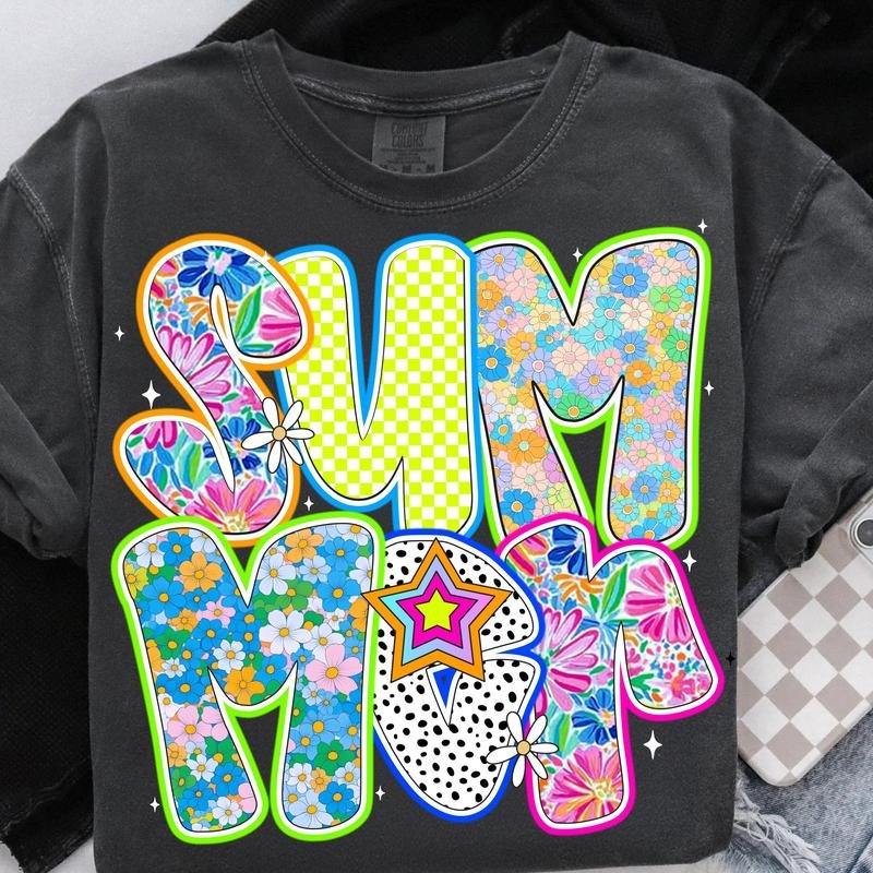 Sum Mom Shirt Summer Mom Floral Graphic Tee Coquette Beach Shirt for Mom 100% Cotton Hoodie, Sweatshirt | HypeDripTees.com