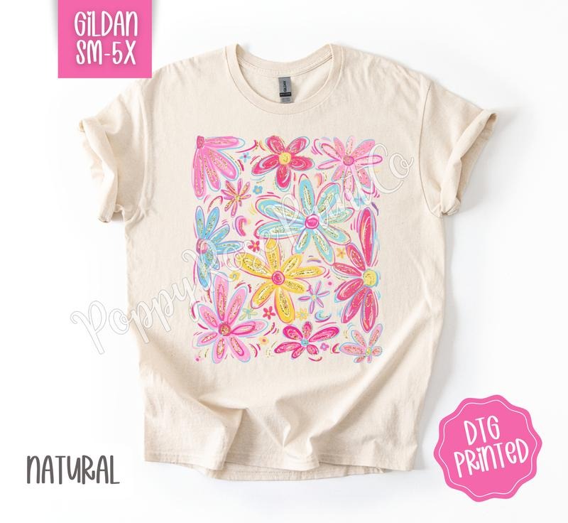 Summer Boho Floral Gildan Shirt, Women's Tshirt, Cute Flower Tee, Gift for Her Hoodie, Sweatshirt | HypeDripTees.com
