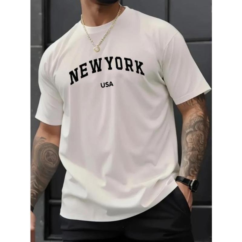 Summer Casual Pure Cotton Crew Neck Printed T-Shirt for Men - Soft, Breathable, Slight Stretch Fabric