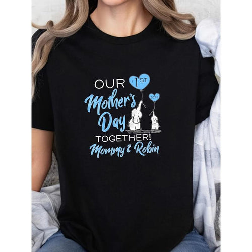 Women's "Our 1st Mother's Day Together" Graphic Cotton T-Shirt