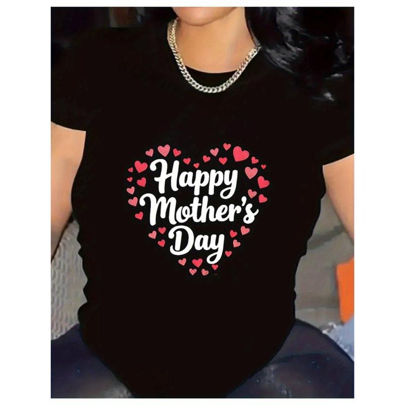 Happy Mother's Day Heart Print T-Shirt
