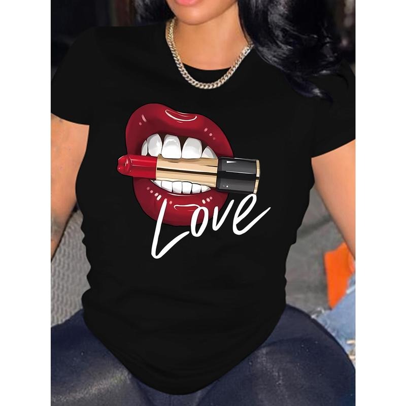 Vacation Style 2024 Spring/Summer Lip Graphic Print Women's Short Sleeve T-Shirt Hoodie, Sweatshirt | HypeDripTees.com