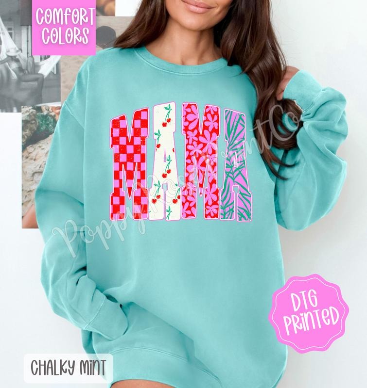 Summer Mama Comfort Colors Sweatshirt, Preppy Mom Crewneck T-Shirts, Hoodie | HypeDripTees.com
