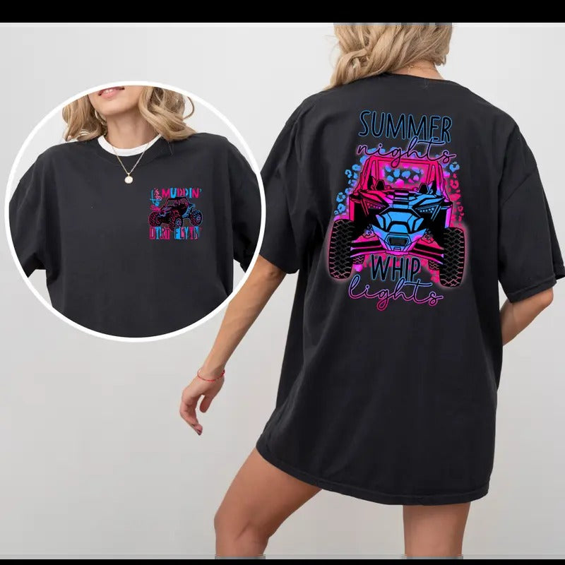 Summer Night and Whip Lights Tee - Loose-Fitting Cotton Graphic T-Shirt Hoodie, Sweatshirt | HypeDripTees.com