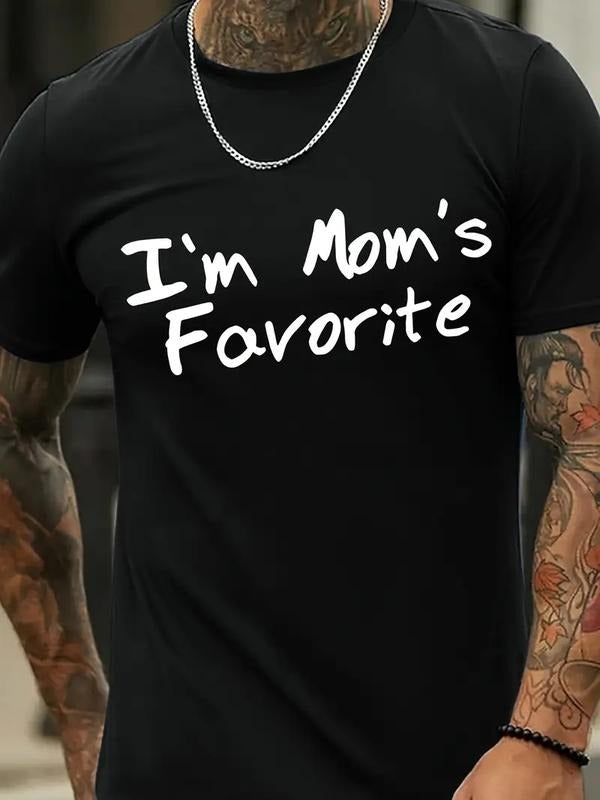 [100% Cotton] 1 pc 100% cotton Mens Trendy Letter-printed Short-Sleeve Crew Neck Casual Lightweight & Comfortable Spring/...