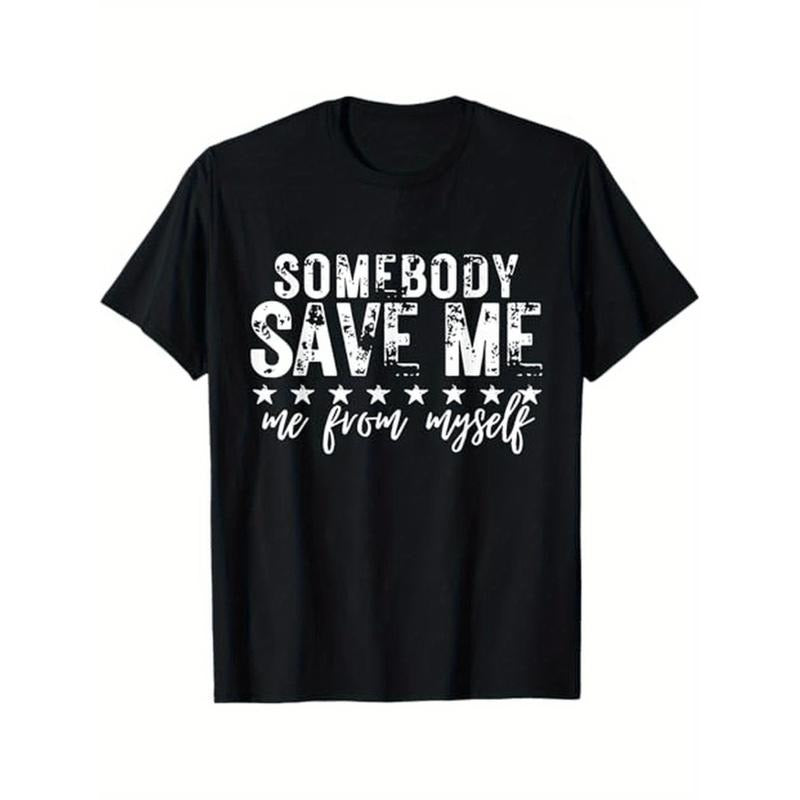 Summer Tshits [Vintage Retro T-Shirt] 100% Cotton Vintage Retro T-Shirt - Somebody Save Me From Myself - Black, S-XXXL...