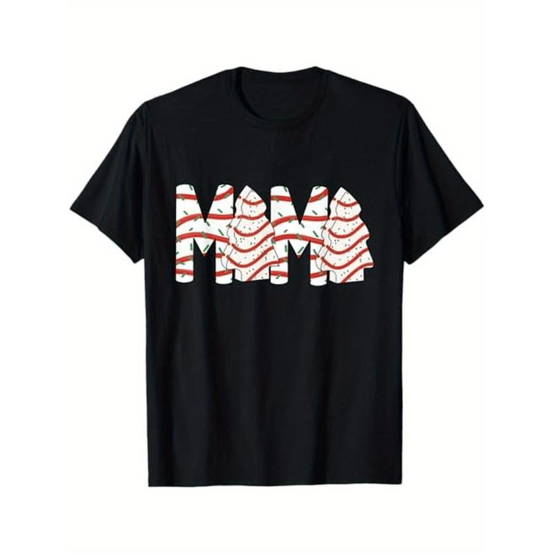 Summer Tshits Christmas Tree Cake Mama Xmas Mom Family Matching Womens T-Shirt, 100% Cotton, Gifts for Men Dad Husband...