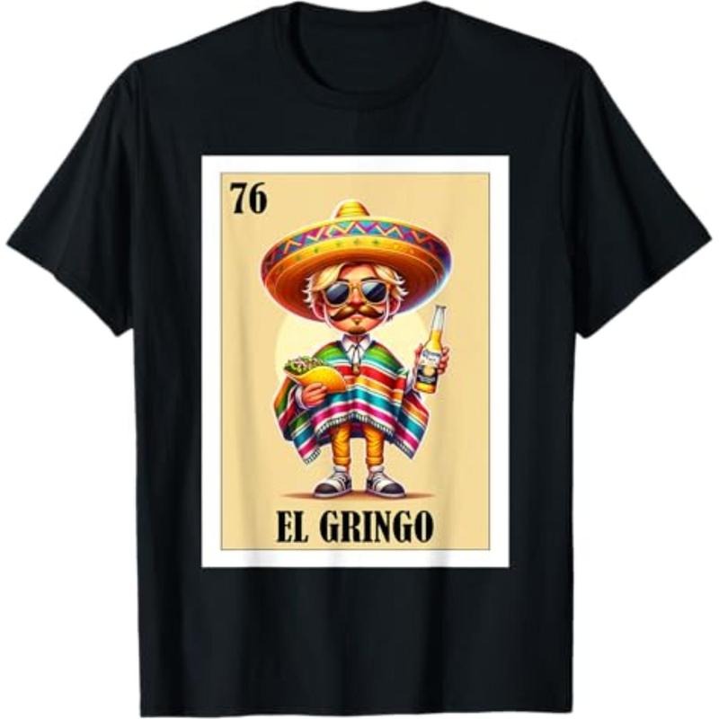 Summer Tshits Funny Mexican Design for Blonde Guys - El Gringo T-Shirt Graphic Graphic Tees Hoodie, Sweatshirt