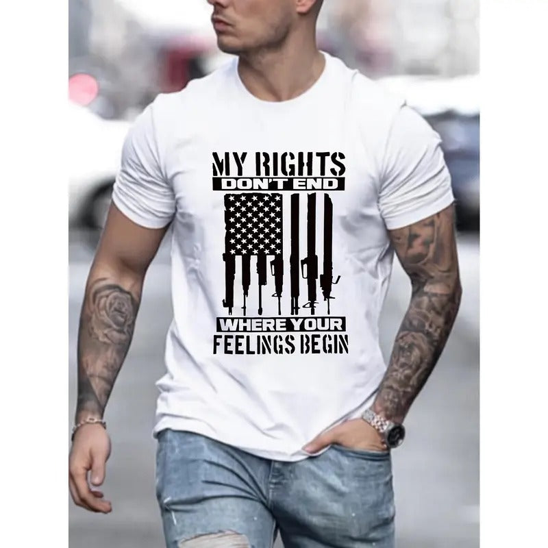 100% cotton T-shirt, American flag print, men's crew neck short sleeve, simple style T-shirt Fashion regular version...