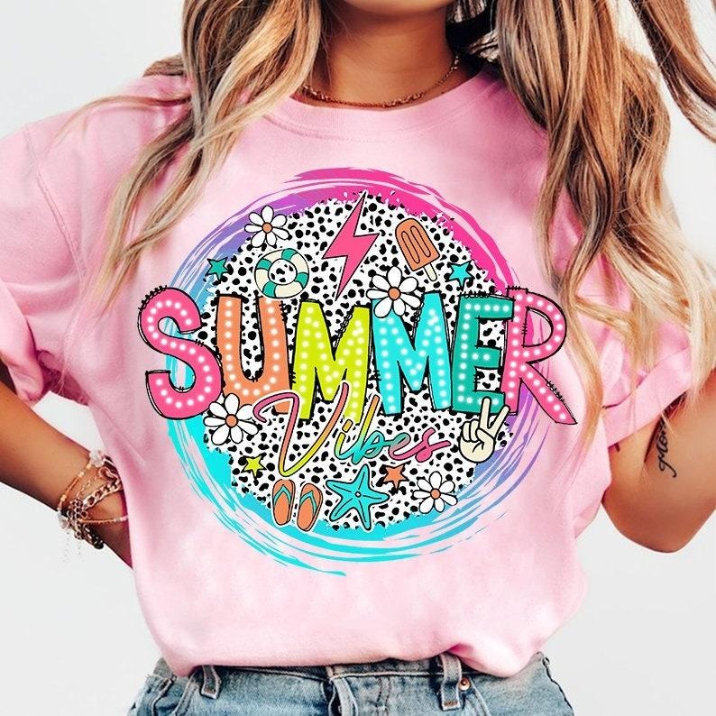 Summer Vibes Dalmatian Dots Shirt, Summer Vibes Shirt, Bright Doodle Shirt, Lake Days Shirt, Hello Summer Shirt, Beach...