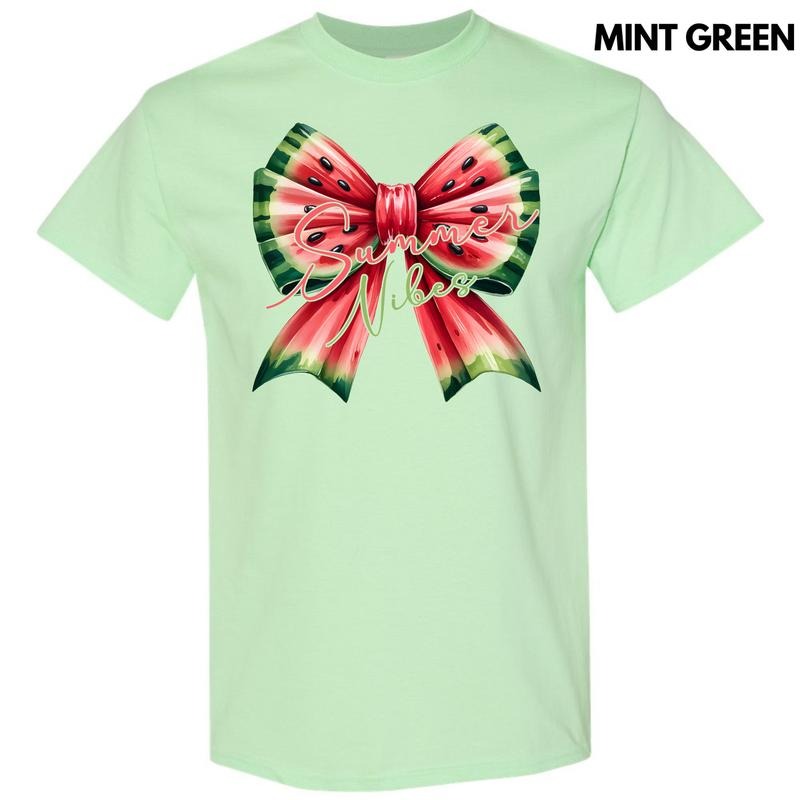 Summer Watermelon Bow Gildan Short Sleeve T-Shirt 'NLB' Hoodie, Sweatshirt | HypeDripTees.com
