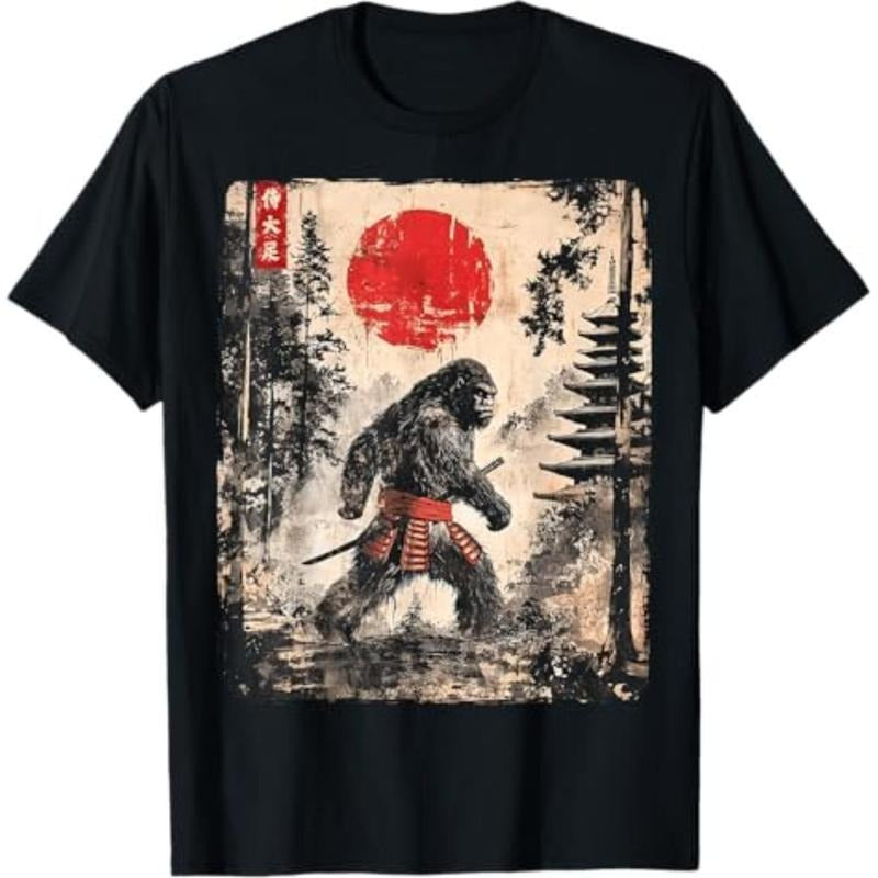Summer t Shirts Samurai Bigfoot Japanese Vintage Graphic Ukiyo-e Art Funny T-Shirt Hoodie, Sweatshirt | HypeDripTees.com