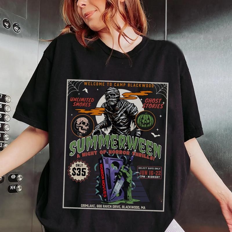 Summerween Tee Shirt, Welcome To Camp Blackwood Shirt, Halloween In Summer Sweatshirt Hoodie | HypeDripTees.com