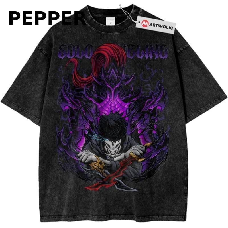 Sung Jinwoo T-Shirt, Solo Leveling Shirt, Anime Shirt, Vintage Graphic Tee Hoodie, Sweatshirt | HypeDripTees.com
