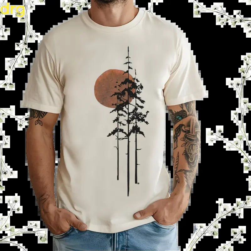 Sunrise ~ Nature shirt, Men's Nature shirt, Graphic Tee, Forest Graphic Tee, Camping Tee, Men's Outdoors T-Shirt,...