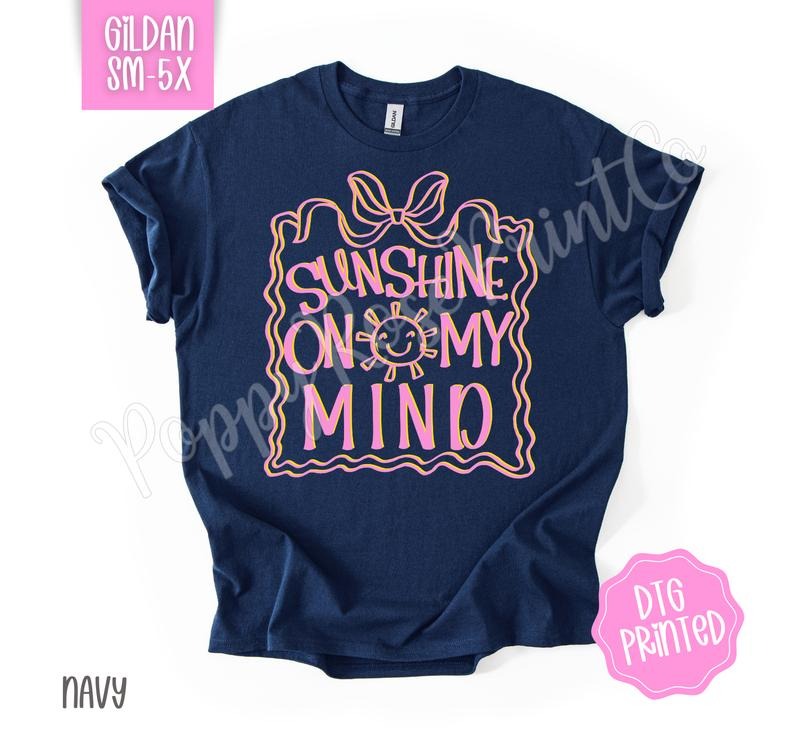 Sunshine On My Mind Gildan Tshirt, Cute Summer Shirt, Girly Beach Tee Hoodie, Sweatshirt | HypeDripTees.com
