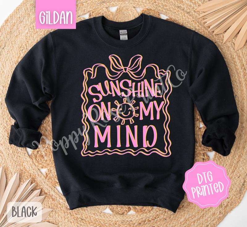 Sunshine On My Mind Sweatshirt, Cute Summer Sweater, Girly Beach Crewneck T-Shirts, Hoodie | HypeDripTees.com