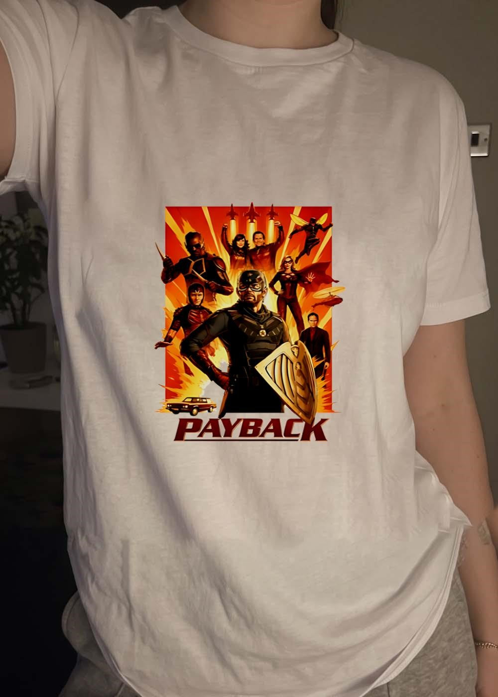 Superhero Team Payback Retro Comic Style Graphic T-Shirt