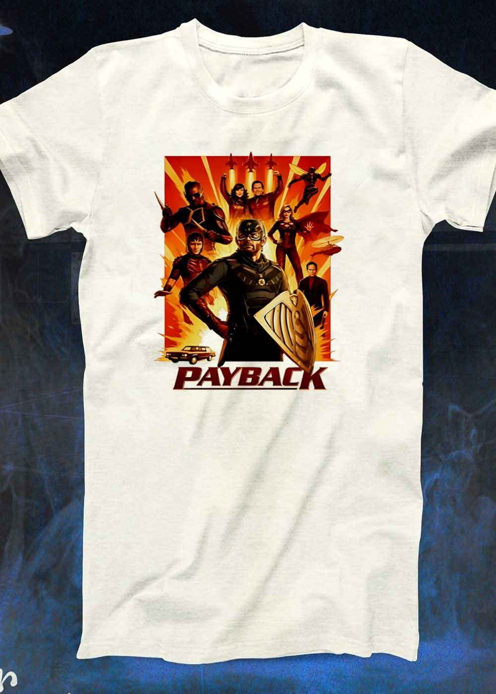 Superhero Team Payback Retro Comic Style Graphic T-Shirt