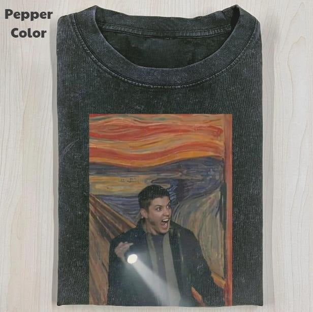 Supernatural Vintage Graphic Tee, Dean Winchester Scared T-Shirt, TV Series Tee, Unisex Meme Cringe Funny Shirt, Menswear...