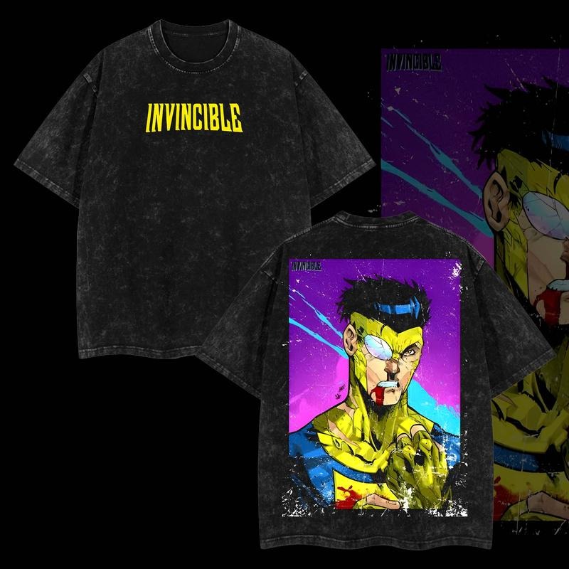 Superstyle "Think, Mark, Think!" Mark Grayson Invincible war Comic Double Printed Oversize Lightweight Acid Washed Tee,...