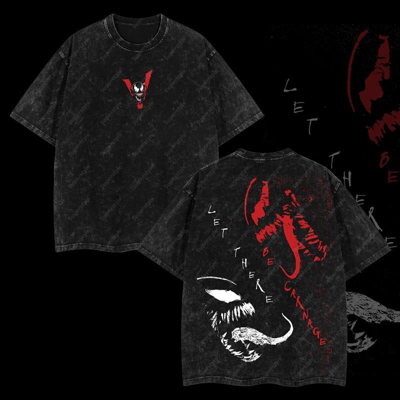 Superstyle "We're Venom" Symbiote Spidey MCU Comic Double Printed Oversize Lightweight Acid Washed Tee TV Series Graphic...