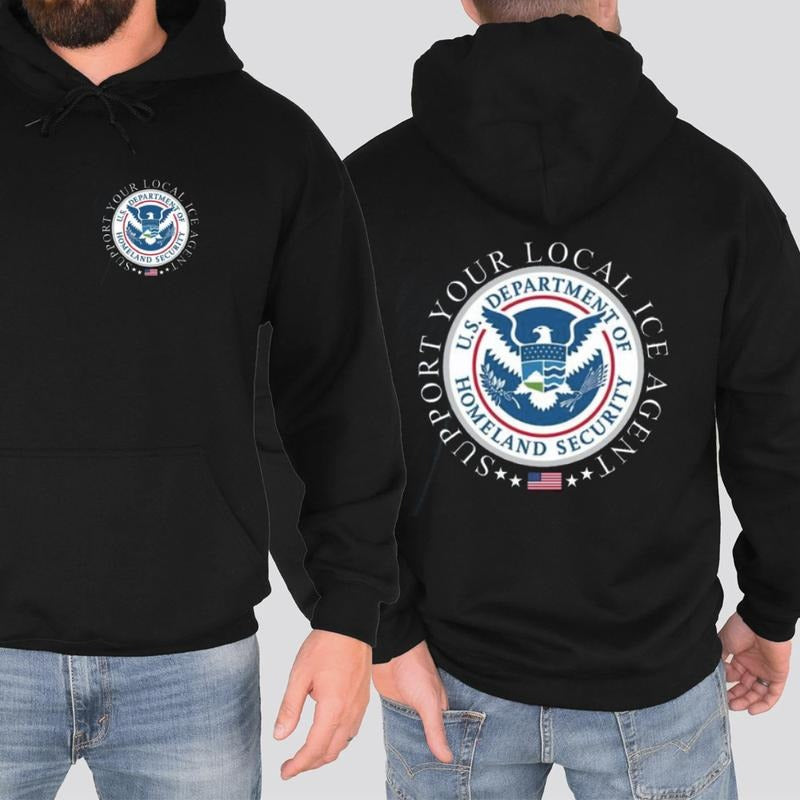 Support Your Local Ice Agents Hoodie Casual Style Fleece Pullover Hooded Sweatshirt Tops Trendy for Women for Men