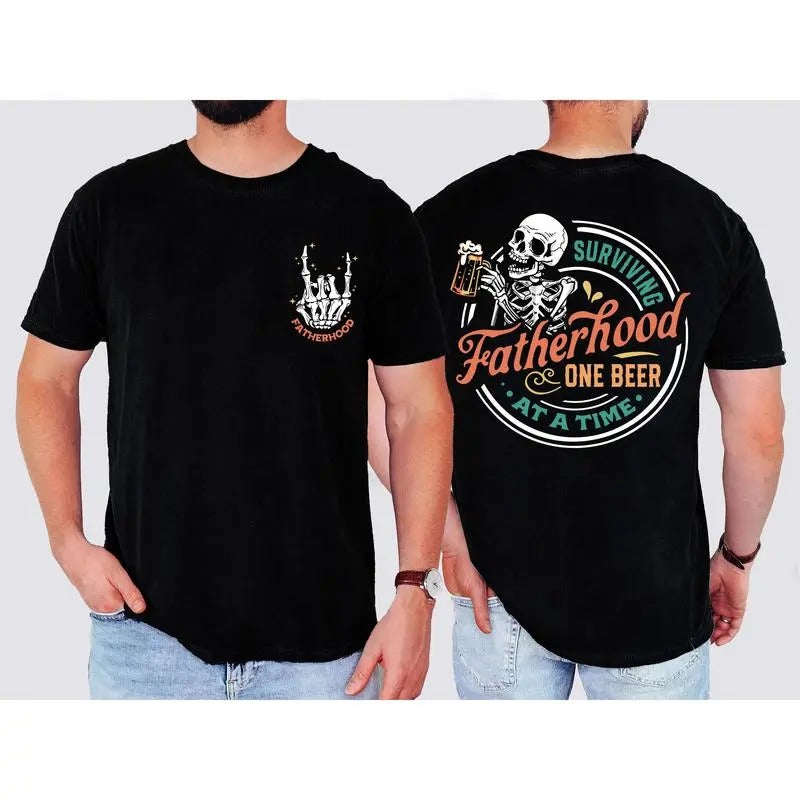 Surviving Fatherhood One Beer At A Time Shirt Father's Day Funny Birthday Shirt Gift For Dad  TK43GN Cotton Menswear...