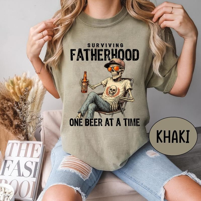 Surviving Fatherhood One Beer At A Time , Funny Father Day Shirt, Funny Fatherhood Shirt, Gift For Dad Tee, Dad Life...