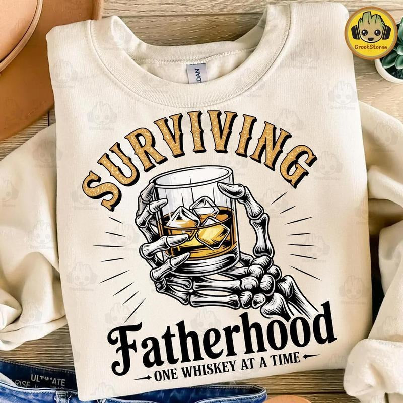 Surviving Fatherhood Shirt, One Whiskey At A Time Shirt, Father's Day Shirt, Funny Dad Shirt, Birthday Dad Shirt, Retro...