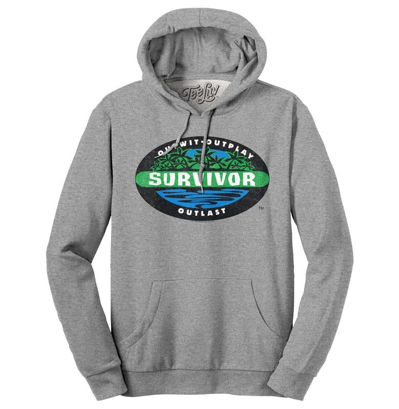 Survivor Outwit Outplay Outlast Logo Hooded Sweatshirt - Oxford Gray T-Shirts, Hoodie | HypeDripTees.com