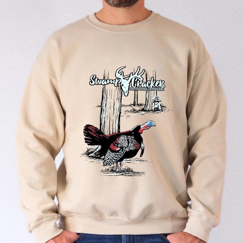 Swamp Cracker Turkey Hunting Shirt Sweatshirt, Wild Gobbler with Camouflaged Hunter Hoodie | HypeDripTees.com