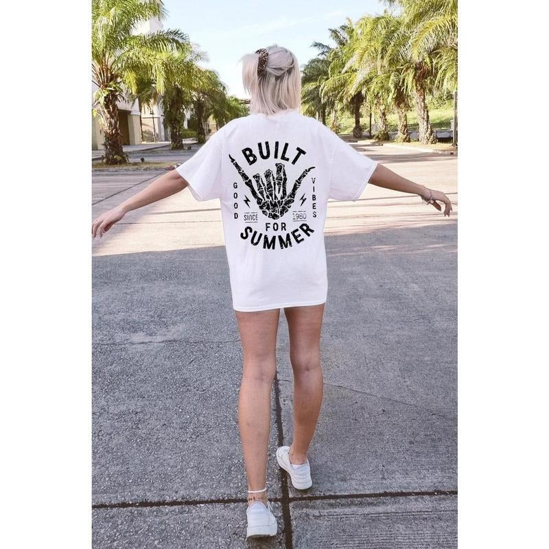 Distressed Built for Summer T Shirt/ Hoodie/Sweater Beach Tee Skeleton Hang Loose Boho Hippie Clothes Ocean Aesthetic...