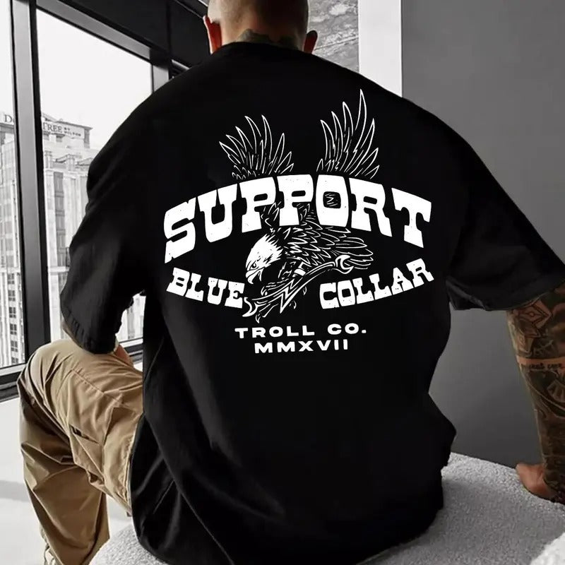 Support Blue Colar Troll Co MMXVII T-shirt/Sweatshirt - Classic Fit, 100% Cotton Hoodie | HypeDripTees.com