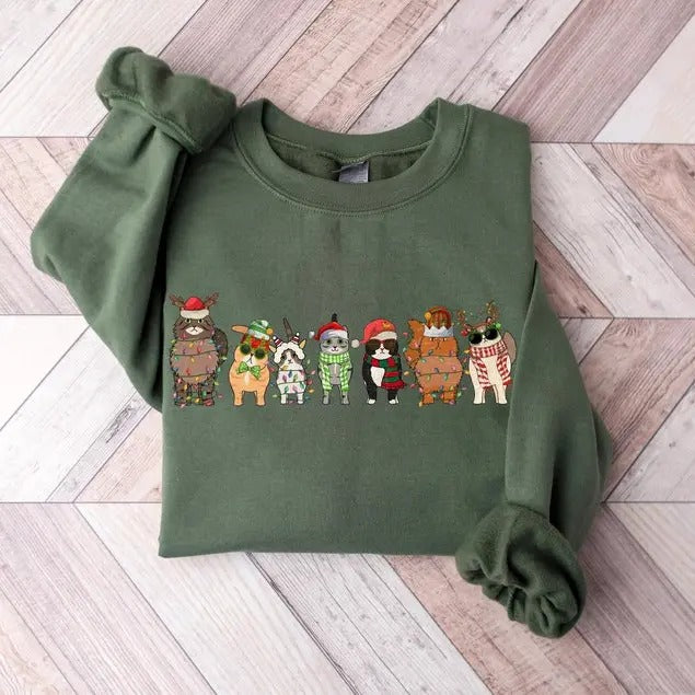 Cute Cat Christmas 100% Cotton T-shirt/Sweatshirt - Unisex Style - Menswear, Top Hoodie | HypeDripTees.com