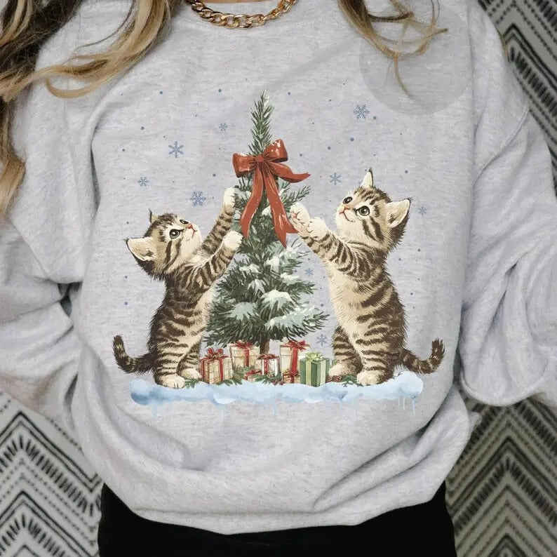 Christmas Cat Lover 100% Cotton T-shirt/Sweatshirt - Unisex Style - Menswear, Top Hoodie | HypeDripTees.com