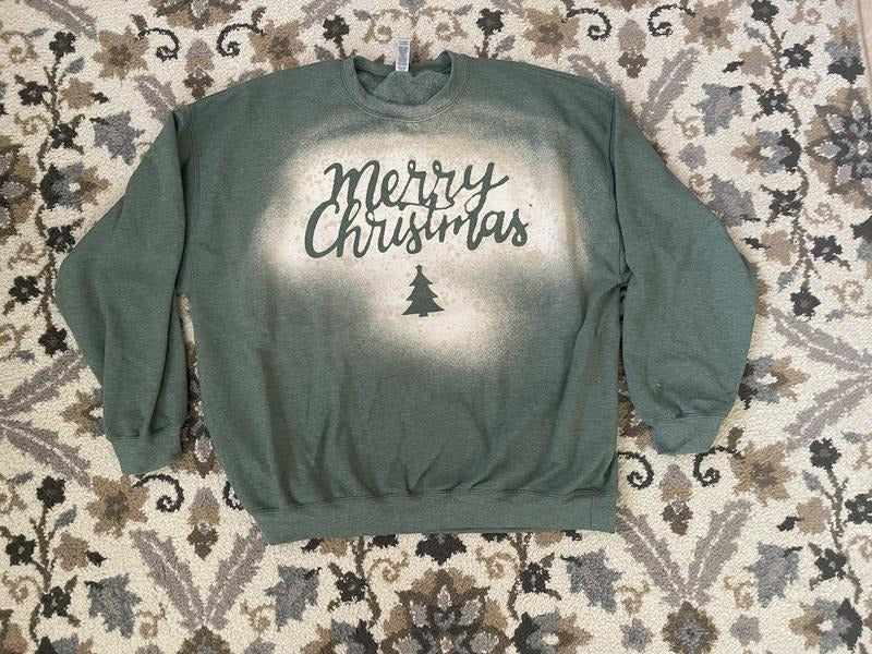 Green Bleached Merry Christmas Tee/Sweatshirt Hoodie | HypeDripTees.com